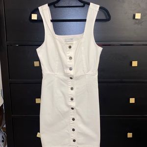 White Button Denim Dress Urban Outfitters